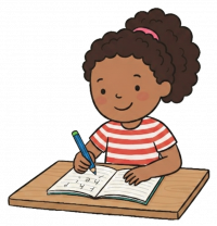 girl smiling writing confidently